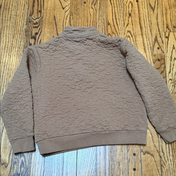 Frank & Oak sz L Tan Quilted 1/4 snap sweatshirt contrast retro Farm Chore - Picture 11 of 13